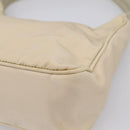 PRADA Hand Pouch Hand Bag Nylon Beige Silver Auth 206468A-15
