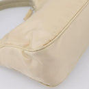 PRADA Hand Pouch Hand Bag Nylon Beige Silver Auth 206468A-16