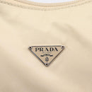 PRADA Hand Pouch Hand Bag Nylon Beige Silver Auth 206468A-17
