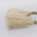 PRADA Hand Pouch Hand Bag Nylon Beige Silver Auth 206468A-4