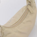 PRADA Hand Pouch Hand Bag Nylon Beige Silver Auth 206468A-6