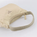 PRADA Hand Pouch Hand Bag Nylon Beige Silver Auth 206468A-7