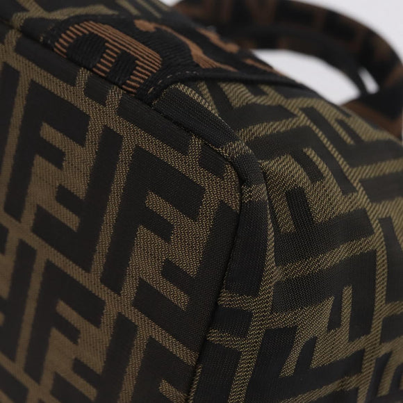FENDI Zucca Canvas Hand Bag Black Brown Auth 206470