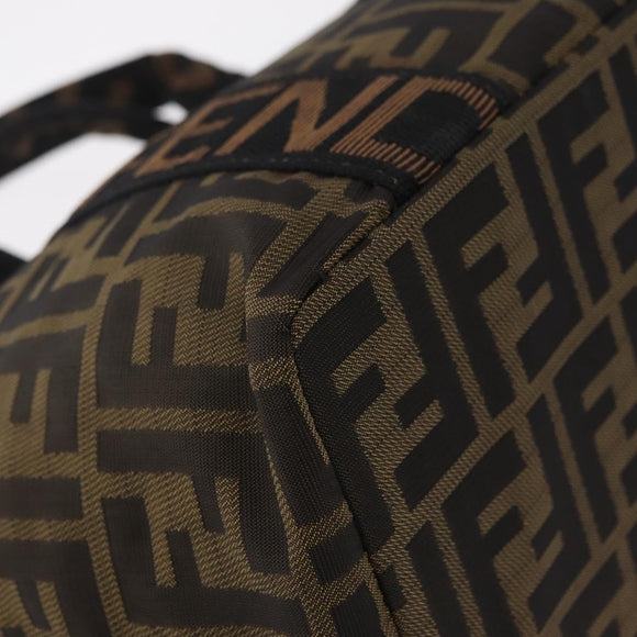 FENDI Zucca Canvas Hand Bag Black Brown Auth 206470