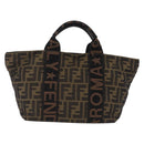 FENDI Zucca Canvas Hand Bag Black Brown Auth 206470-2