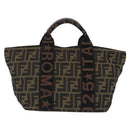 FENDI Zucca Canvas Hand Bag Black Brown Auth 206470-3