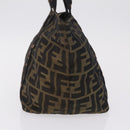 FENDI Zucca Canvas Hand Bag Black Brown Auth 206470-4