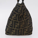FENDI Zucca Canvas Hand Bag Black Brown Auth 206470-5