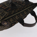 FENDI Zucca Canvas Hand Bag Black Brown Auth 206470-6