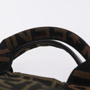 FENDI Zucca Canvas Hand Bag Black Brown Auth 206470-8