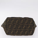 FENDI Zucca Canvas Hand Bag Black Brown Auth 206470-9