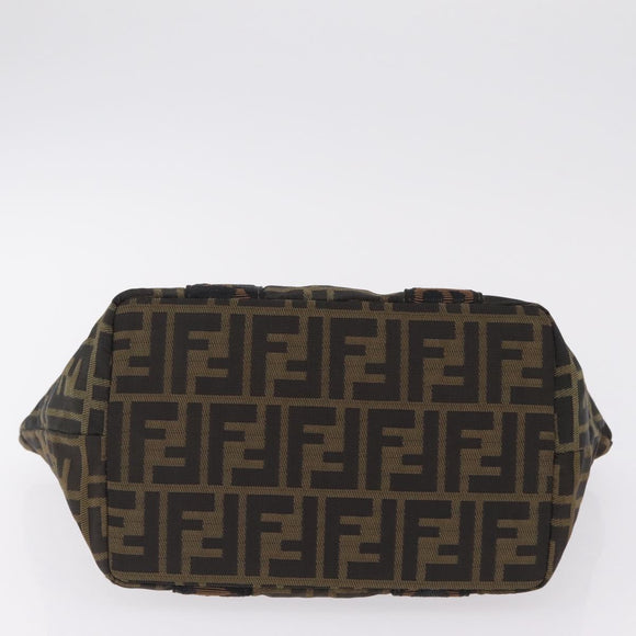 FENDI Zucca Canvas Hand Bag Black Brown Auth 206470