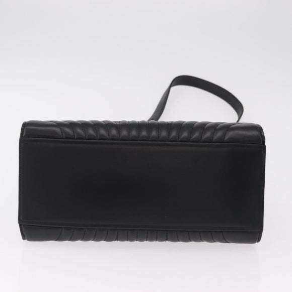 PRADA Hand Bag Leather 2way Black Silver Auth 206472M