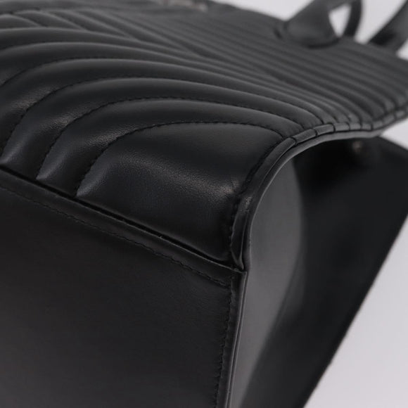 PRADA Hand Bag Leather 2way Black Silver Auth 206472M