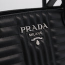PRADA Hand Bag Leather 2way Black Silver Auth 206472M-18