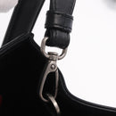 PRADA Hand Bag Leather 2way Black Silver Auth 206472M-19