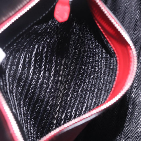 PRADA Hand Bag Leather 2way Black Silver Auth 206472M
