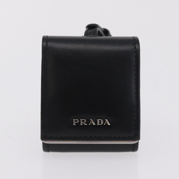 PRADA Hand Bag Leather 2way Black Silver Auth 206472M