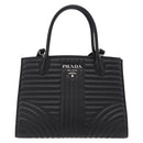 PRADA Hand Bag Leather 2way Black Silver Auth 206472M-2