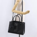 PRADA Hand Bag Leather 2way Black Silver Auth 206472M-32