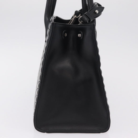 PRADA Hand Bag Leather 2way Black Silver Auth 206472M