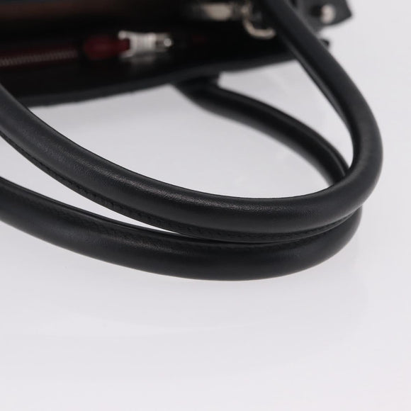 PRADA Hand Bag Leather 2way Black Silver Auth 206472M
