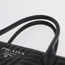 PRADA Hand Bag Leather 2way Black Silver Auth 206472M-8
