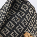 FENDI Zucchino Canvas Mamma Baguette Shoulder Bag Black Gold 8BR088 Auth 206474A-21