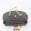 FENDI Zucchino Canvas Mamma Baguette Shoulder Bag Black Gold 8BR088 Auth 206474A-22