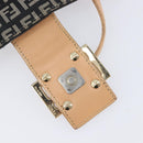 FENDI Zucchino Canvas Mamma Baguette Shoulder Bag Black Gold 8BR088 Auth 206474A-23