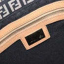 FENDI Zucchino Canvas Mamma Baguette Shoulder Bag Black Gold 8BR088 Auth 206474A-24