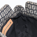 FENDI Zucchino Canvas Mamma Baguette Shoulder Bag Black Gold 8BR088 Auth 206474A-26