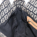 FENDI Zucchino Canvas Mamma Baguette Shoulder Bag Black Gold 8BR088 Auth 206474A-27