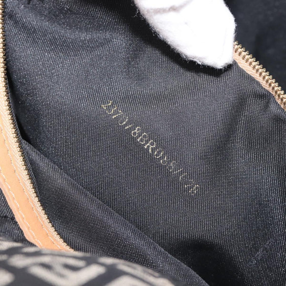FENDI Zucchino Canvas Mamma Baguette Shoulder Bag Black Gold 8BR088 Auth 206474A