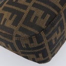 FENDI Zucca Canvas Mamma Baguette Shoulder Bag Brown Black 8BR036 Auth 206475V-11