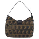 FENDI Zucca Canvas Mamma Baguette Shoulder Bag Brown Black 8BR036 Auth 206475V-3