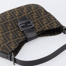 FENDI Zucca Canvas Mamma Baguette Shoulder Bag Brown Black 8BR036 Auth 206475V-6