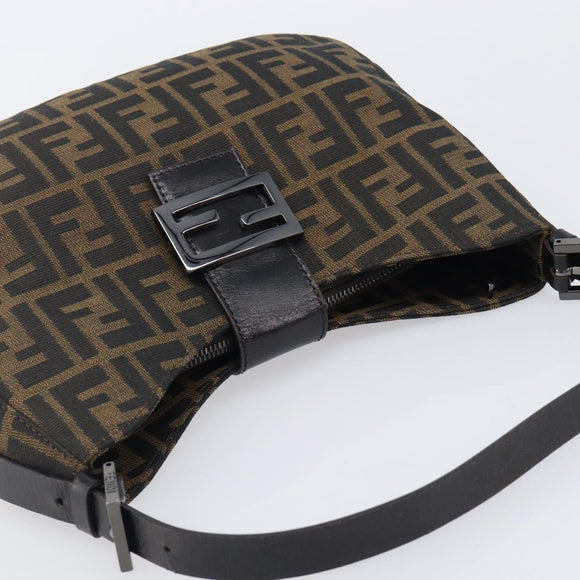 FENDI Zucca Canvas Mamma Baguette Shoulder Bag Brown Black 8BR036 Auth 206475V