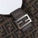 FENDI Zucca Canvas Mamma Baguette Shoulder Bag Brown Black 26569 Auth 206476V-16