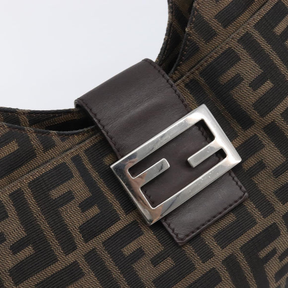 FENDI Zucca Canvas Mamma Baguette Shoulder Bag Brown Black 26569 Auth 206476V