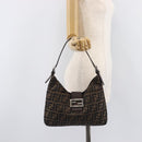 FENDI Zucca Canvas Mamma Baguette Shoulder Bag Brown Black 26569 Auth 206476V-27