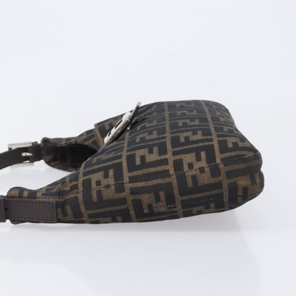 FENDI Zucca Canvas Mamma Baguette Shoulder Bag Brown Black 26569 Auth 206476V