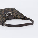 FENDI Zucca Canvas Mamma Baguette Shoulder Bag Brown Black 26569 Auth 206476V-7