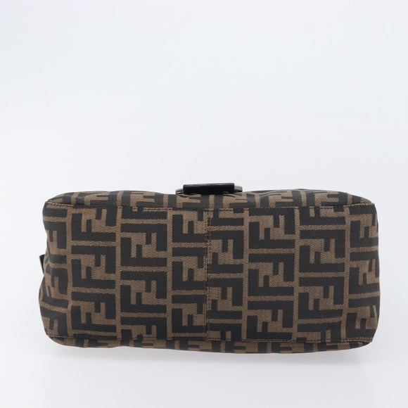 FENDI Zucca Canvas Mamma Baguette Shoulder Bag Brown Black Auth 206477V