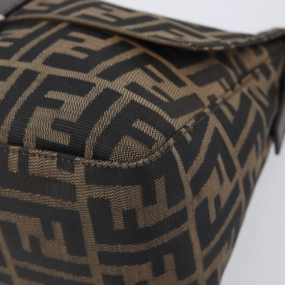 FENDI Zucca Canvas Mamma Baguette Shoulder Bag Brown Black Auth 206477V