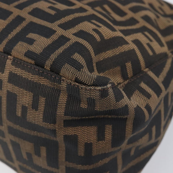 FENDI Zucca Canvas Mamma Baguette Shoulder Bag Brown Black Auth 206477V