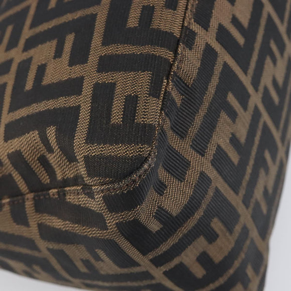 FENDI Zucca Canvas Mamma Baguette Shoulder Bag Brown Black Auth 206477V
