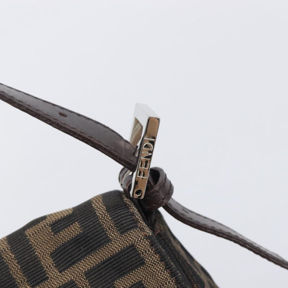 FENDI Zucca Canvas Mamma Baguette Shoulder Bag Brown Black Auth 206477V