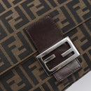 FENDI Zucca Canvas Mamma Baguette Shoulder Bag Brown Black Auth 206477V-16