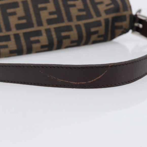 FENDI Zucca Canvas Mamma Baguette Shoulder Bag Brown Black Auth 206477V